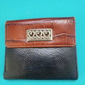 Vintage BRIGHTON Wallet Genuine Leather ID/Card Holder Chic Palm Sized